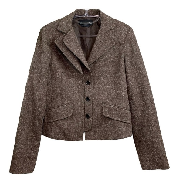 BCBG MaxAzria Wool Blend Buttoned Blazer Jacket Career Brown Speck Size Small - Picture 1 of 6